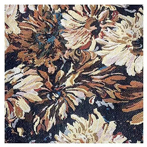 Tejido de mezclilla de poliéster estilo de pintura al óleo Van Gogh impreso tela para acolchar y bricolaje arte marrón