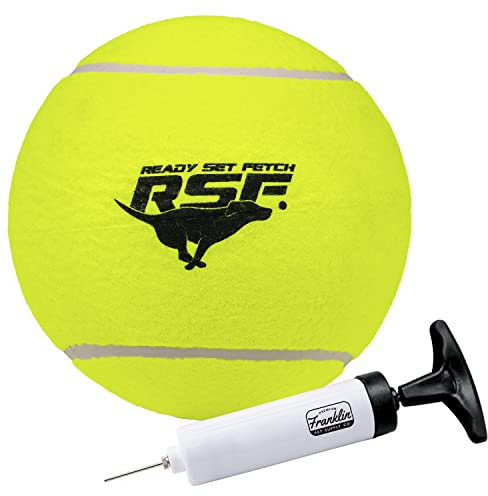 Franklin Pet Supply Ready Set Fetch Oversized Dog Tennis Ball - 8.5 Jumbo Size - Pump Included