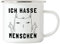 Hey!Print Ich hasse Menschen Emaille Tasse Schwarz Lustig Katze unhöflich Spruch Cat Katzenliebhaber Geschenk Kollege Kollegin
