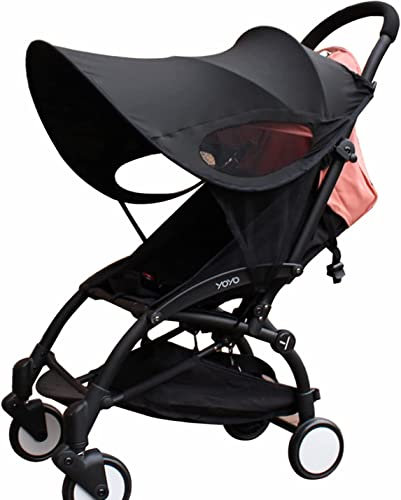 Pare-Soleil Poussette Bébé Universelle Auvent de Poussette bebe Confort Respirant Pare Soleil de Landau Nacelle Anti UV UPF50+ Housse de Protection Coupe-Vent Couverture Soleil Poussette Pliable