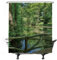 Ulticool Rideau de Douche - Pont Nature Arbres d'eau - 180 x 200 cm - Lavable - Anti Moisissure - avec 12 Anneaux - Vert