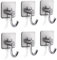 KAXIMON Self Adhesive Hooks Chrome, 6 Pack Stainless Steel Adhesive Wall Hooks, Heavy Duty Sticky Hooks for Kitchen Bathroom Office Toilet, No Drill
