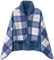 WINKEEY Femme Poncho Polaire Plaid Châle Polaire Cape Chaud d'hiver avec Boutons Couverture à Carreaux, Bleu