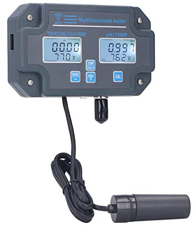 Septpenta PH‑W3988 Wasserqualitätstester, Echtzeit Datenempfang, Automatische Speicherung, PH EC TDS Salt S.G Temperaturmesser, PH Alarm, Automatische Erkennung und Korrekte APP Steuerung(EU220V)