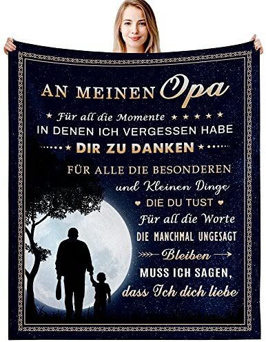 G-dake Opa Geschenk Geburtstag Decke von Enkel Enkelin Geburtstagsgeschenke Geschenkideen für Bester Opa Vatertagsgeschenk Weihnachten Erntedankfest, Kuscheldecke Flauschig 150x120cm