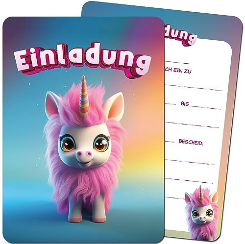 Inspiracles Einhorn Einladungskarten Kindergeburtstag Regenbogen Einladungen - 12 Karten Geburtstag Mädchen Party, DIN A6, Made in Germany