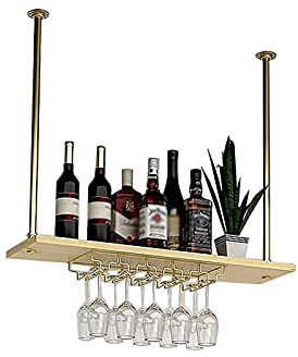 Hängendes Deckenregal, hängendes Weinregal, Decken-Flaschenregal aus Metall mit Getränkehalter, Weinaufbewahrungshalter im Vintage-Stil, für Unterschrank, Küche, Bar
