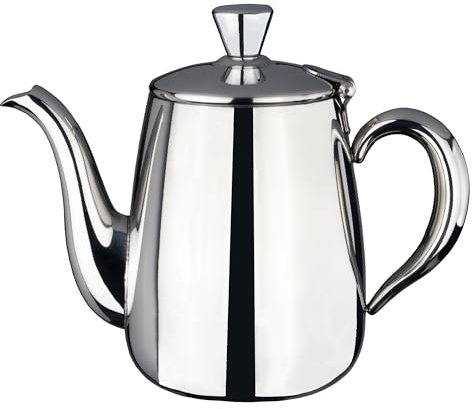 Café Olé Premium Coffee Pot, 18/10 Stainless Steel, Mirror Polished, 12oz, Stay Cool Hollow Handles, Perfect Pour Spout, PC-012, Silver