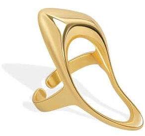 IMINI Hohler Statement-Ring in Tropfenform für Damen und Mädchen, modisch, geometrisch, einfach, verstellbar, offener Wickelknöchel, Fingerring, bequeme Passform, minimalistisch, einzigartig, schick,