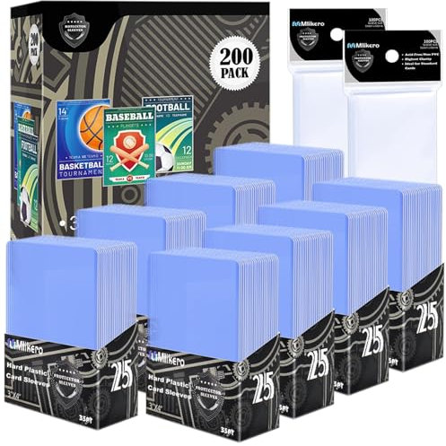 Mlikero 400 Stück Karten Hüllen, 3X4 Hartkartenhüllen, Sammelkartenhüllen passend für MTG, Sammelkarten, Sportkarten (200 Hartkartenhüllen + 200 Transparente Kartenhüllen)