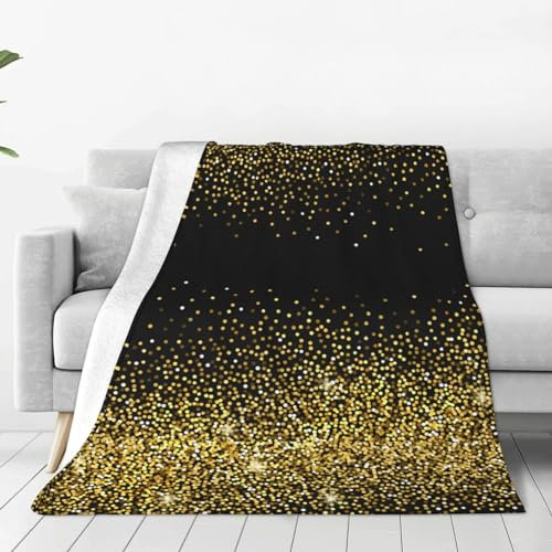 Decke mit goldenem Glitzermuster, weiche Überwurfdecke, ganzjährig warme Decken, leichte Flauschige Flanellüberwürfe für Bett, Sofa, Couch 200X150 cm