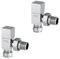 CP Square Angled Designer Chrome Modern Heated Towel Rail Rad Radiator Valves 15mm x 1/2