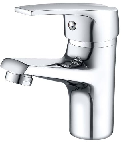 Basin Mixer Tap Bevankly Brass Bathroom Sink Tap Chrome Bathroom Hot and Cold Water Basin Mixer Taps Single Lever Mono Cloakroom Mixer Taps with G1/2 Adaptor