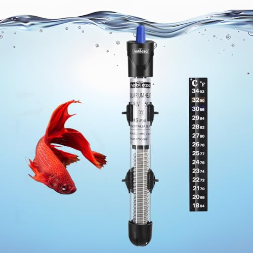 Nobleza - Calentador de Acuario 30-100L, 100W Calefactor de Acuarios Sumergible con Termostato, Calefacción de Pecera, Calentador de Tanque de Cuarzo de Seguridad (18-32°C)