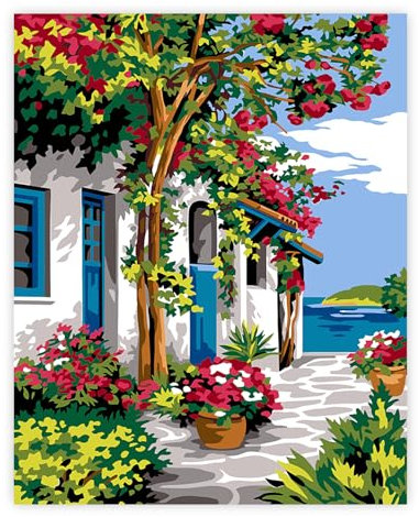 TARATH Peinture par Numéros Adulte Rouge Fleur, Peinture par Numéros pour Débutant, Peinture par Numéros pour la Décoration de la Maison, Sans Cadre (40 x 50 cm)