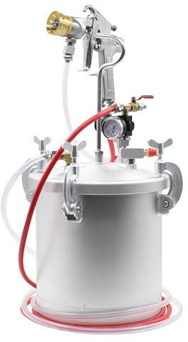 LBMED Manual Spray Tank, 10L/15L Paint Pressure Pot Tank with 3mm Spray Gun and Switch Pressure Regulating Valve, Maximum Pressure 70psi and Adjustable Spray Gun Spray Volume, 360° Uniform, for DIY