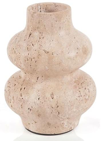 SPESHSTONES Blumenvase aus Travertin-Marmor, 15,2 cm, handgefertigte Vase für Zimmer- und Heimdekoration, Wohnzimmervasen für Blumen, Vase für Esstisch, Tafelaufsatz, Dekoration, Travertinvase für