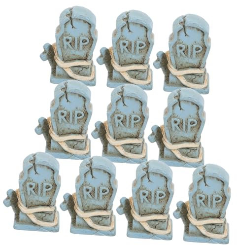 Yardenfun Halloween Grabstein Requisiten Set 10 Stücke Harz Dekorative Grabsteine Friedhof Thema