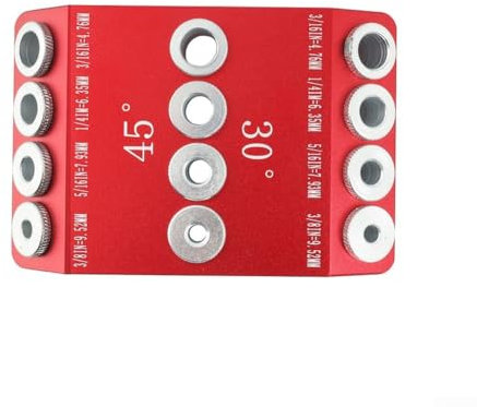 Angled Drill Guide Jig 30 45 90 Degree Four Sizes of Drilling Guide Holes for Cable Railing Lag Screw Kit- Wood- Post-(Red)