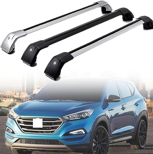 LECREA DachträGer RelingträGer für Hyundai Tucson 2015-2020, Dachgepäckträger Aluminium AbschließBar mit Geschlossene Dachreling A Paar,Black-1 Pair