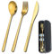 YUDANSI Gold Besteck Sets, 4Teiliges Edelstahl Besteckset Für Kinder Erwachsene, Leicht Zu Reinigen Hochglanzpoliert Spülmaschinenfest Messer Gabel Löffel Für Reisen Picknick Büro Schule Mittagessen