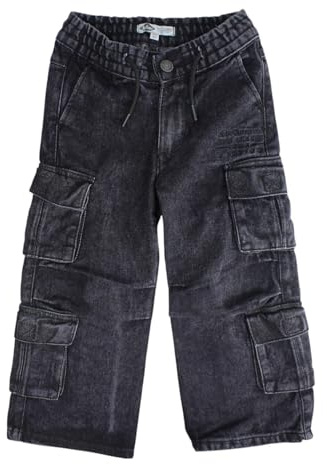 Lee Cooper Jungen-Cargohose – Hose mit Mehreren Taschen – Baumwolle – Schwarz – 6 Jahre