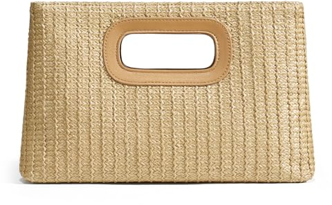 CHUNLI Schicke Stroh-Clutch-Geldbörsen für Damen, mit Tragegriff oben, ideale Urlaubshandtaschen und gewebte Boho-Strandtaschen