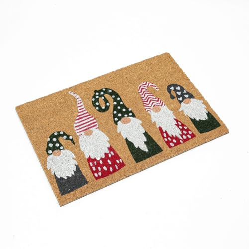 MARELIDA Fußmatte Wichtel Weihnachten Wintermotiv Schmutzfangmatte Türmatte Kokosmatte (Motiv: 5 Wichtel)