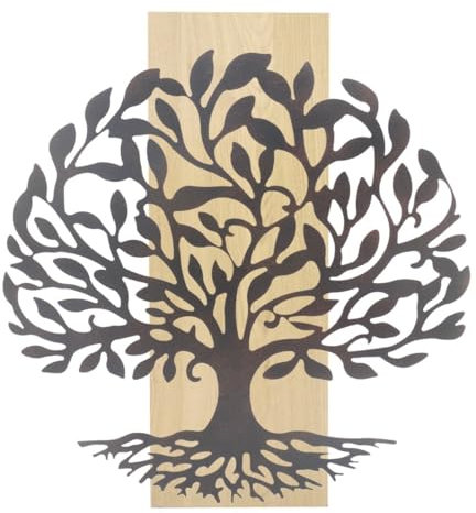 Décoration murale d'Intérieur Arbre de Vie en métal de 60cm couleur Brun Noir Maison de Campagne