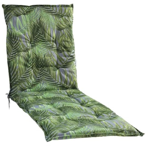 Liegenauflage - 190 x 60 cm - Grün - Baumwolle - Polyester - Palmenmotiv - Polsterauflagen für Sonnenliege Gartenliege