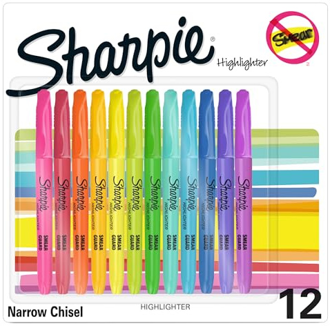 Sharpie Pocket Textmarker | Keilspitze | verschiedene fluoreszierende Tintenfarben | 12 Textmarker