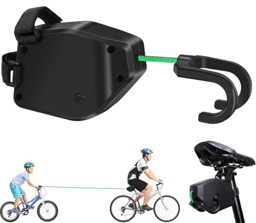 Retractable Bike Tow Rope for Kids and Adults, 2.5m Bicycle Traction Strap with Double Hooks, Elastic Nylon Towing Rope for MTB, Road Bikes, Load Capacity 90kg, Portable Cycling Accessory (Black)