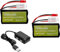 YUNIQUE Green-CLEAN-Power 2er Set 7.4V 3000mAh 15C 2S Lithium Ionen Akku mit JST 2P Stecker 2 in 1 Ladegerät für UDIRC UD1601 UD1602 SG1603 RC Car 1/10 1/12 1/16 Truck