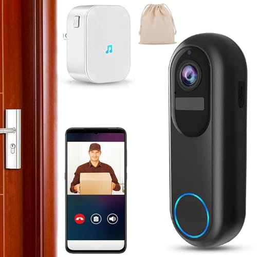 Halovision Doorbell Camera - 2K Wireless Doorbell, Motion Detection Doorbell Camera with 360° View & 120-Day Battery Life, AI Human Detection, Night Vision, Two-Way Talk, IP65 Weatherproof (Black)
