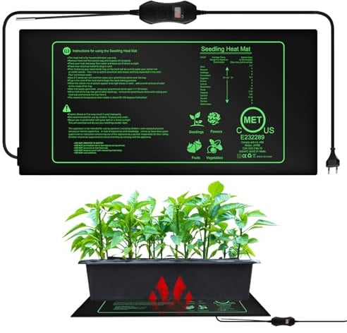 PORFOYO 50W Heizmatte Pflanzen mit Thermostat, WäRmematte Pflanzen, Wärmematte für Sämling Germination, Heizkissen Wärmematte Set für Saatgutstart, Aufzucht, Keimung, Hydrokultur, Züchtung