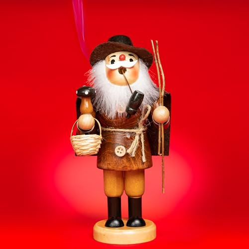 SIKORA Räuchermännchen aus Holz Weihnachtsfigur Deko Räucherfigur - RM-N-19, Farbe/Modell:Pilzsammler - Natur, Höhe in cm:Höhe ca. 19 cm