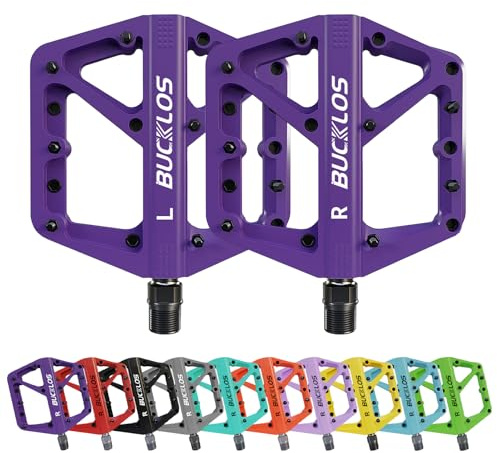 AEYINO MTB-Pedale Flache Mountainbike-Pedale Rennrad Große Plattform Nylon rutschfeste Pedale für Erwachsenenfahrräder Gravelbike/Hybridrad 9/16 Zoll