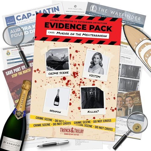 Murder on the Mediterranean – Murder Mystery Game – Cold Case Detective & Crime Investigation – Solve Celebrity Murder on Luxury Cruise Ship – Immersive Evidence Pack with Online Clues – Game Night