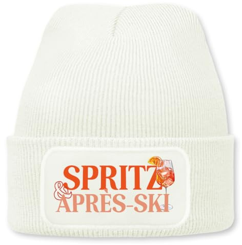 Prozente Momente Spritz and Après-Ski – lustige Wintermütze | Beanie für Damen & Herren, warm, elastisch & Unisex, Strickmütze mit Patch & Druck, perfekt für Après-Ski, Weihnachtsmarkt & Fasching