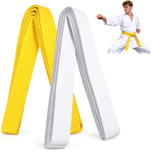 Cinturones de Judo y Karate para Niños y Adultos, Cinturón Profesional de Artes Marciales, Resistente y Cómodo para Taekwondo, Karate, Judo y BJJ (2 Piezas)