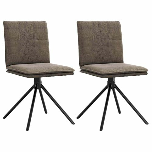 Mandloder Dunkelgrauer Esszimmerstuhl, Ergonomischer Mikrofaser Polsterstuhl, 360° Drehbarer Küchenstuhl mit Metallgestell, 46,5x53x84cm, Hoher Sitzkomfort für Esszimmer & Wohnzimmer