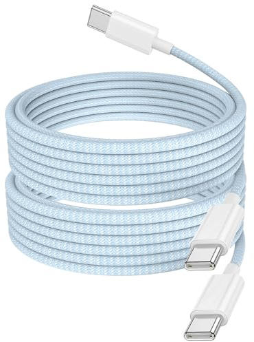 iPhone Ladekabel Blau, 2Pack geflochtenes iPhone kabel USB C zu C Kabel 2m Schnellladung für Apple iPhone 16/16 Pro/16 Pro Max 15/15 Plus/15 Pro/15 Pro Max,iPad,MacBook