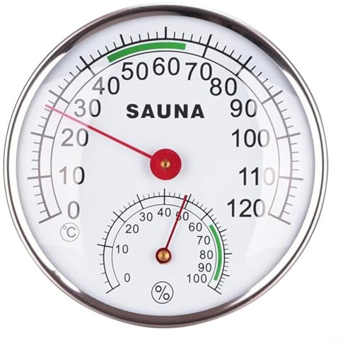 GANCEI Stabiles Metall-Sauna-Thermometer, Hygrometer mit großem für einfaches Ablesen für Zifferblatt, zur Wandmontage, Verwendung in Badewannen-Spa-Bereichen, um Temperatur und Feuchtigkeit zu