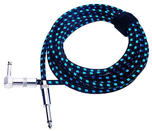 rayzm Câble Tressé Blindé 5 mètres pour Guitare/Guitare Basse, Câble pour Instrument Mono Mâle Coudé 1/4 Inch (6,35mm) Tweed Tissé