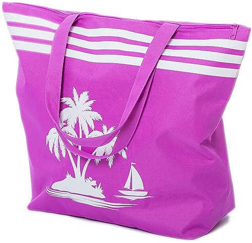 AIREE FAIREE Strandtasche - Große Tote Strandtasche mit Reißverschluss und Palmenmuster - Wasserdichte Strandtasche - Strandtaschen für Frauen - Strandtasche Damen - strandtasche groß