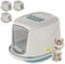 CAT CENTRE Medium Blue Cat Hooded Litter Tray Extra Deep Kittens Small Cats Toilet Enclosed Box Pan Loo Filter Flap Door Detachable Rim Rounded Corners Safe Durable Galaxy Carry Handle