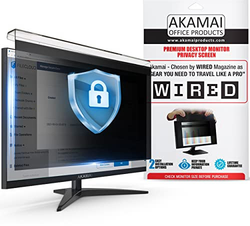 Akamai Office Products Easy On/Off Removable 20.0-22.0 Inch (Diagonally Measured) Acrylic Monitor Privacy Screen Filter for Widescreen Computer Monitors ANTI-GLARE