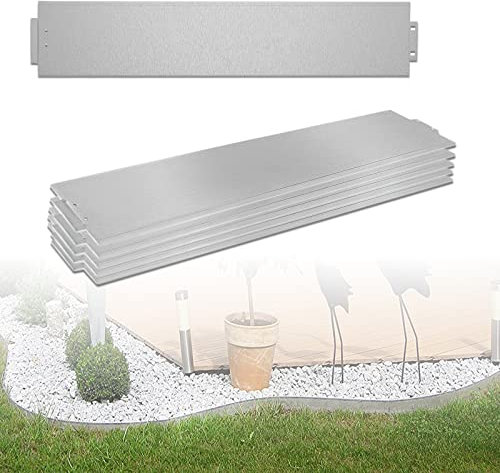 LARS360 Rasenkante Metall Rasenkante Verzinkt Mähkante Metall Beetumrandung Beeteinfassung - Silber Spleißanordnung (50M, 100 x 15 cm)