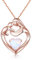 925 en Argent Sterling Mère et Enfant Coeur Laboratoire Opale Pendentif Collier pour Mère Femmes Maman Bijoux Nouveau Maman Cadeaux (Rosé)
