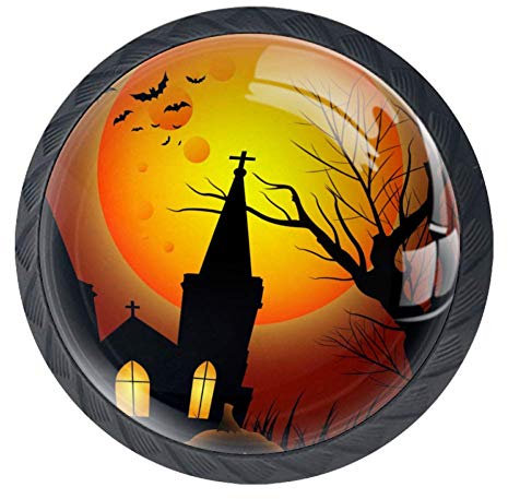 Halloween Pumpkins Black Castle Cabinet Dresser Drawer Knobs Glass Pull Handle for Cabinet Door Wardrobe Cupboard